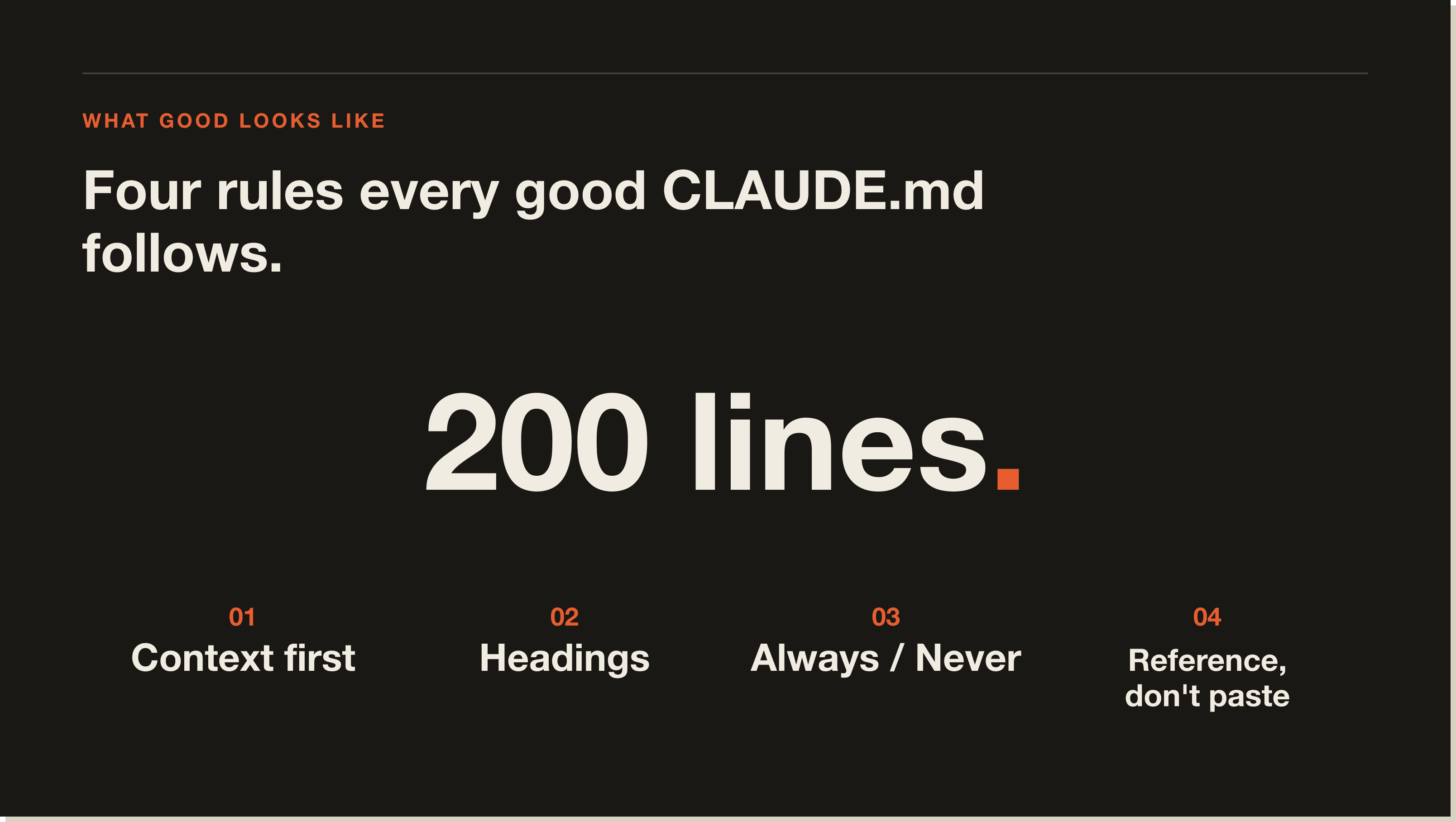 Four rules every good CLAUDE.md file follows