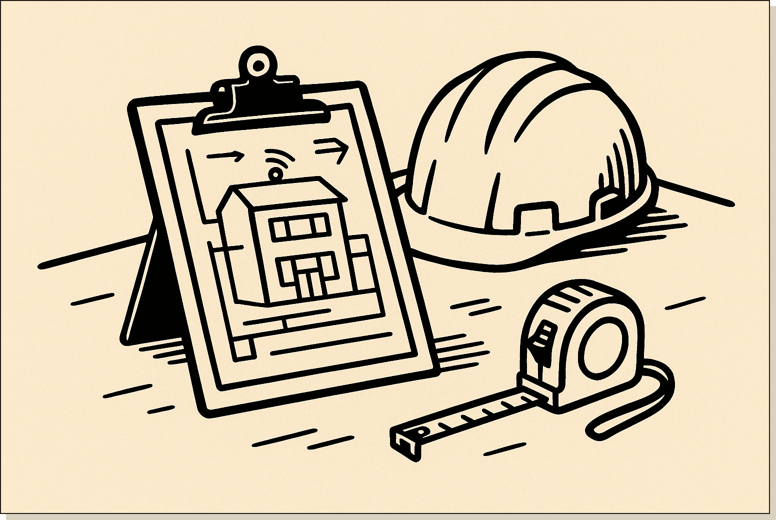 Editorial illustration representing Claude Code for construction business owners and operators